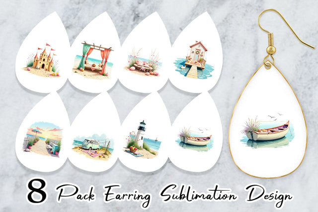 Earring Whimsical Coastal Escape Sublimation artnoy 