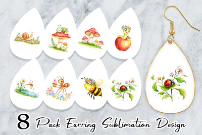 Earring Whimsical Garden Creatures Sublimation artnoy 