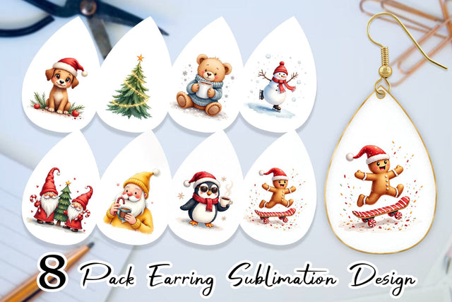Earring Whimsical Holiday Friends Sublimation artnoy 