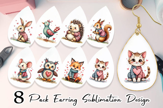 Earring Whimsical Patchwork Pets Sublimation artnoy 