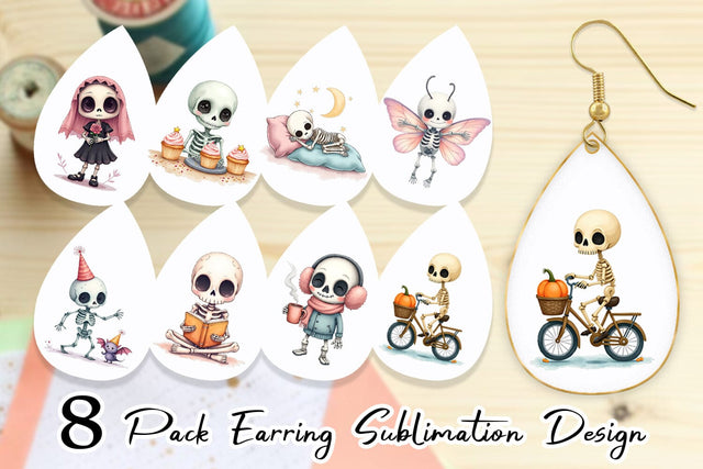 Earring Whimsical Skeletons Sublimation artnoy 