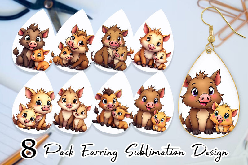 Earring Wild Boar Mother's Day Sublimation artnoy 