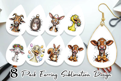 Earring Wild Easter Animal Sketch Sublimation artnoy 
