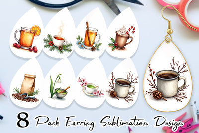 Earring Winter Botanicals & Warm Brews Sublimation artnoy 