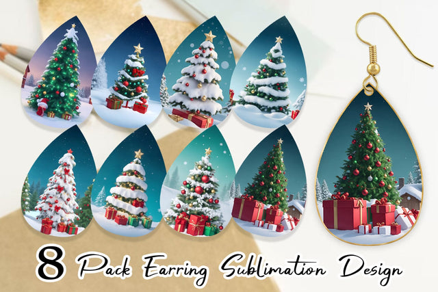 Earring Winter Christmas Sublimation artnoy 