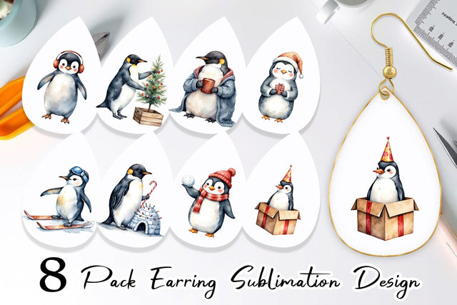 Earring Winter Penguins Sublimation artnoy 