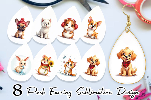 Earring Winter Pets Parade Sublimation artnoy 