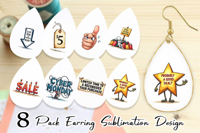 Earring Witty Warning Icons Sublimation artnoy 