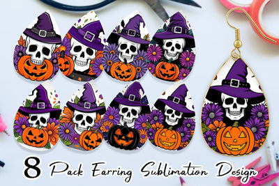 Earring Wizard Hat Skull Sublimation artnoy 