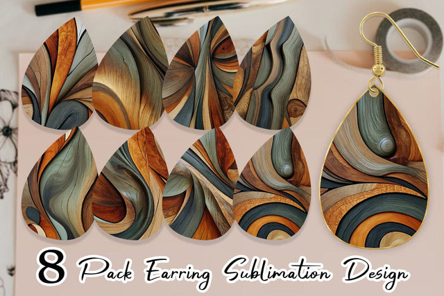 Earring Wood Wave Texture Sublimation artnoy 