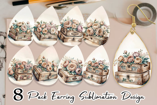 Earring Wooden Cigar Box Sublimation artnoy 