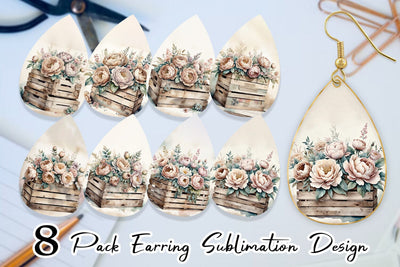 Earring Wooden Crate Sublimation artnoy 