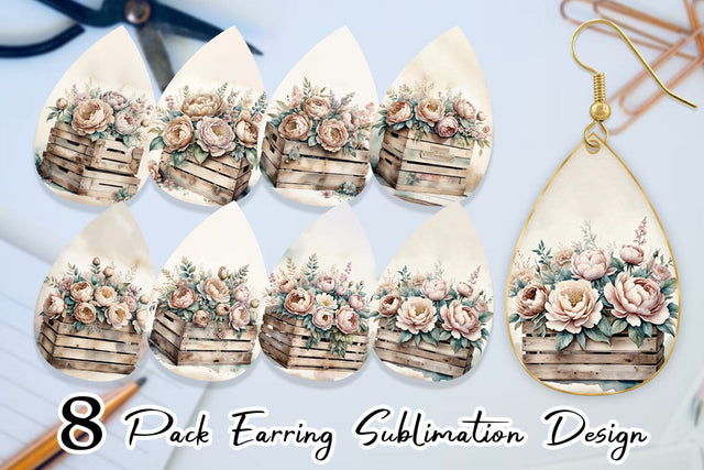 Earring Wooden Crate Sublimation artnoy 