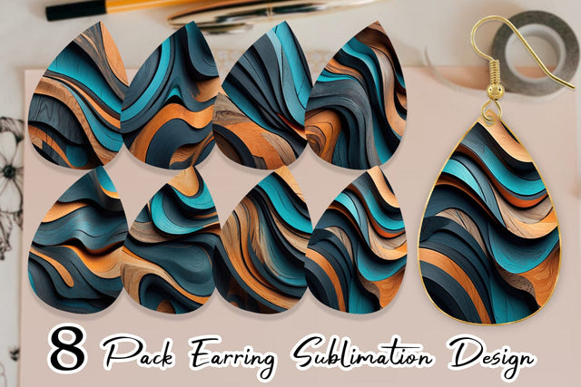 Earring Wooden Waves Sublimation artnoy 