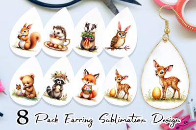 Earring Woodland Easter Friends Sublimation artnoy 