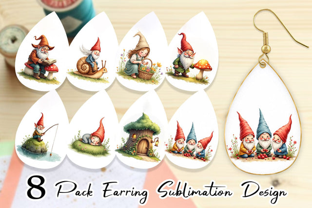 Earring Woodland Gnomes Sublimation artnoy 