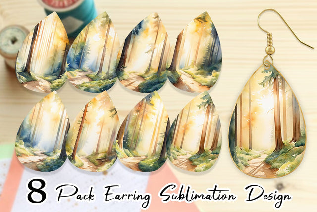 Earring Woodland Watercolor Sublimation artnoy 