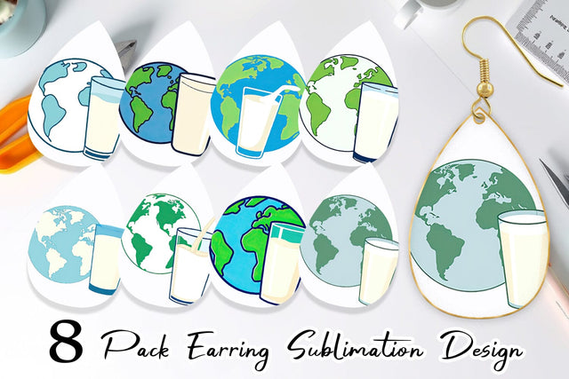 Earring World with Milk Glass Sublimation artnoy 