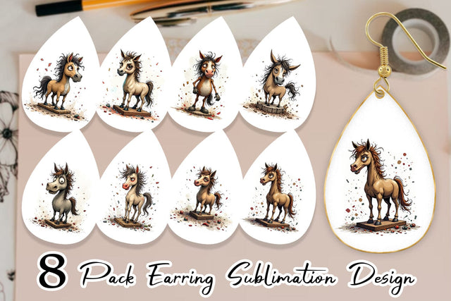 Earring Wrecked Nutcracker Horse Sublimation artnoy 