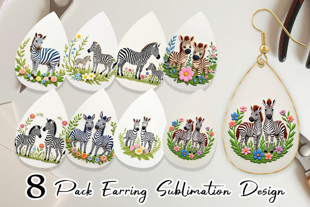 Earring Zebra Embroidery Sublimation artnoy 