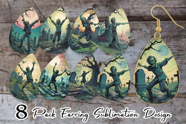 Earring Zombie Halloween Sublimation artnoy 