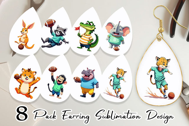 Earring Zoo Football Team Sublimation artnoy 