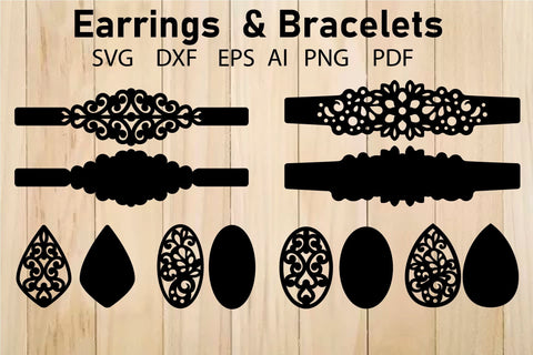 Earrings Bracelets Pattern SVG Cut File Jewelry Template SVG Yuliya 