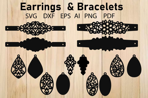 Earrings Bracelets Pattern SVG Cut File Jewelry Template SVG Yuliya 