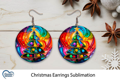 Earrings Christmas Sublimation. Christmas Tree. Sublimation Samaha Design 