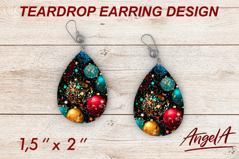 Earrings Christmas sublimation teardrop bright pattern Sublimation Angelina Semenova 