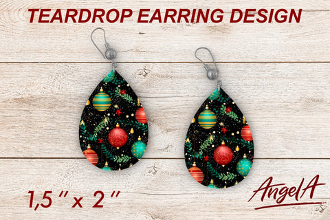 Earrings Christmas sublimation teardrop bright pattern Sublimation Angelina Semenova 