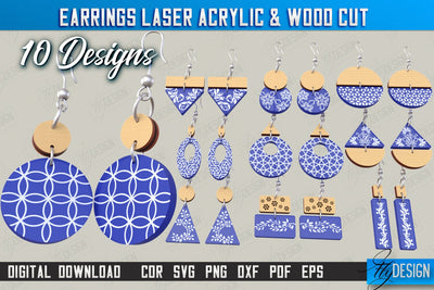 Earrings Design Bundle | Laser Acrylic & Wood Cut | Acrylic Laser Cut Jewelry | CNC Files SVG Fly Design 