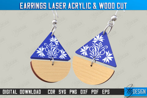 Earrings Design | Laser Acrylic & Wood Cut | Acrylic Laser Cut Jewelry | CNC File SVG Fly Design 