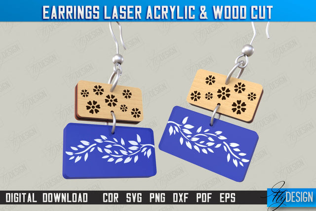 Earrings Design | Laser Acrylic & Wood Cut | Acrylic Laser Cut Jewelry | CNC File SVG Fly Design 