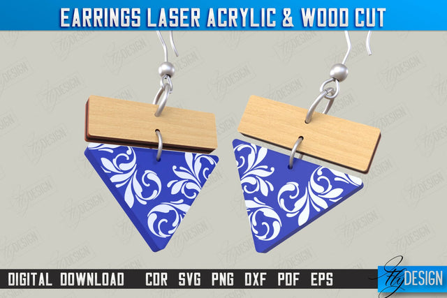 Earrings Design | Laser Acrylic & Wood Cut | Acrylic Laser Cut Jewelry | CNC File SVG Fly Design 