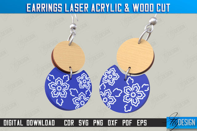 Earrings Design | Laser Acrylic & Wood Cut | Acrylic Laser Cut Jewelry | CNC File SVG Fly Design 