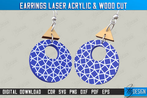 Earrings Design | Laser Acrylic & Wood Cut | Acrylic Laser Cut Jewelry | CNC File SVG Fly Design 