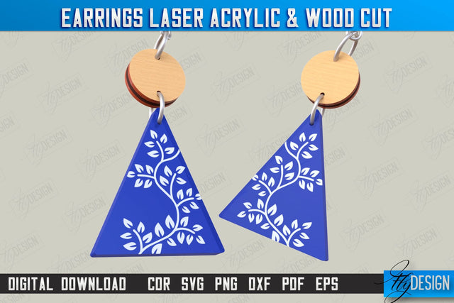 Earrings Design | Laser Acrylic & Wood Cut | Acrylic Laser Cut Jewelry | CNC File SVG Fly Design 