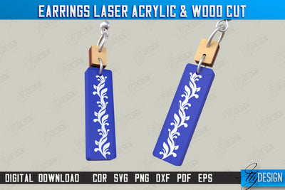 Earrings Design | Laser Acrylic & Wood Cut | Acrylic Laser Cut Jewelry | CNC File SVG Fly Design 