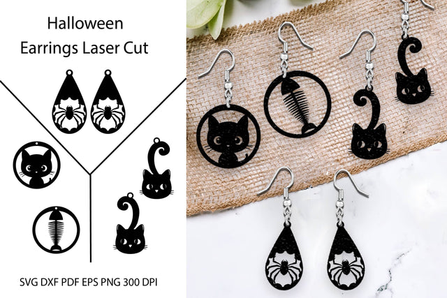 Earrings Laser cut. Earrings svg. Halloween earrings. SVG Samaha Design 