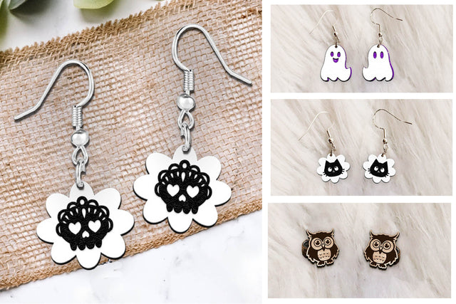 Earrings Laser cut. Earrings svg. Halloween earrings. SVG Samaha Design 