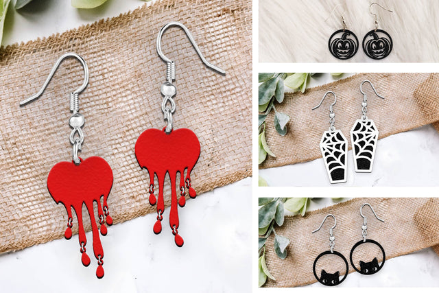 Earrings Laser cut. Earrings svg. Halloween earrings. SVG Samaha Design 