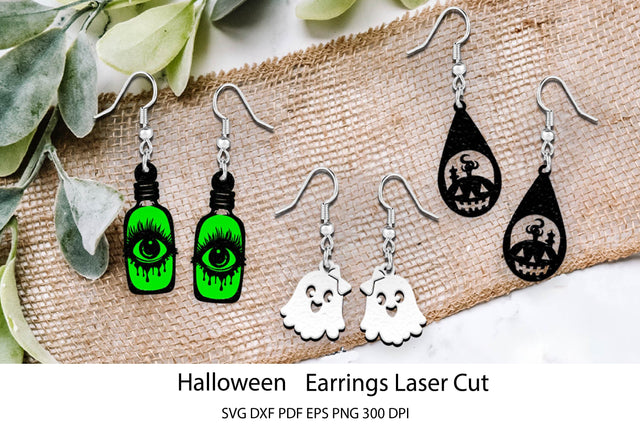 Earrings Laser cut. Earrings svg. Halloween earrings. SVG Samaha Design 