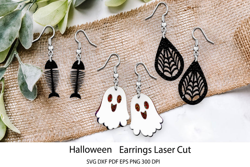 Earrings Laser Cut. Earrings SVG. Halloween Laser Cut File. SVG Samaha Design 