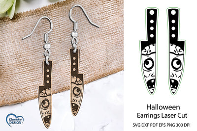 Earrings Laser Cut. Earrings SVG. Halloween Laser Cut File. SVG Samaha Design 