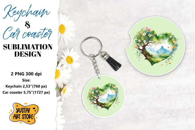Earth Day Keychain & Car coaster sublimation. Sublimation Yustaf Art Store 