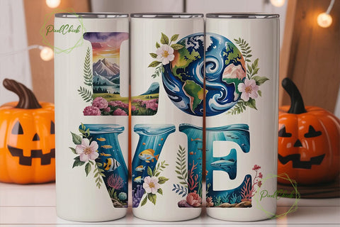 Earth Day Love 20oz Tumbler Wrap Sublimation PixelChick 