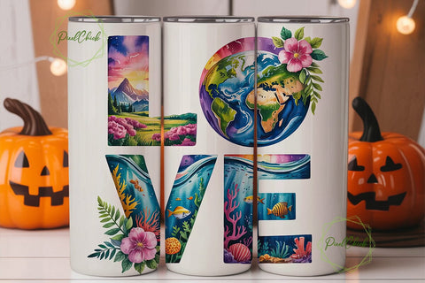 Earth Day Love 20oz Tumbler Wrap Sublimation PixelChick 