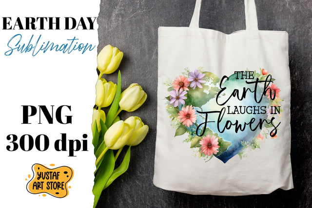 Earth Day sublimation design. The Earth laughs in flowers Sublimation Yustaf Art Store 