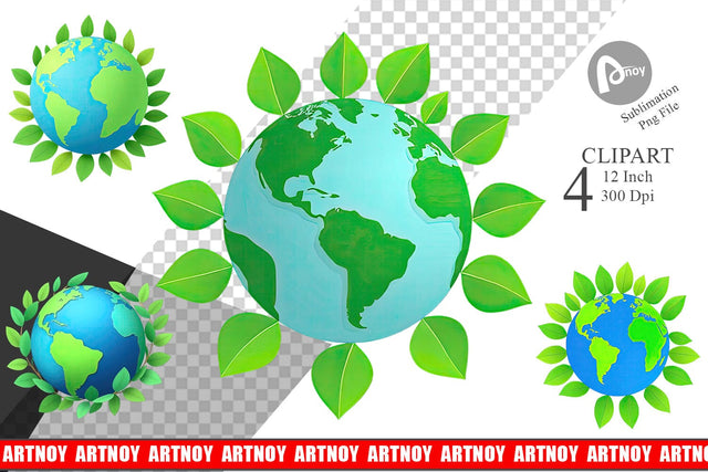 Earth Leaves Clipart Sublimation artnoy 